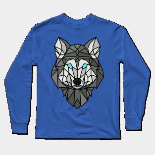 Geometric Grey Wolf Long Sleeve T-Shirt